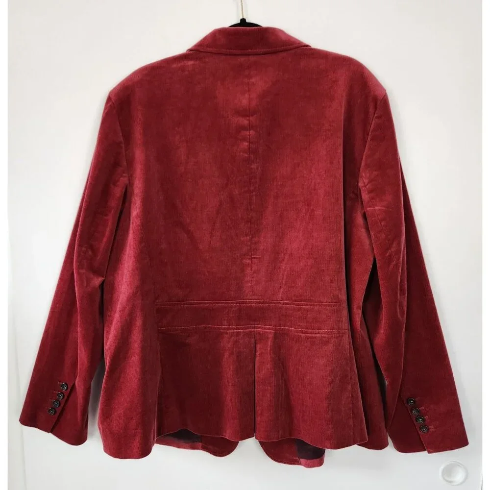 Talbots Woman Red Corduroy Blazer, Size 22W, Washable, Preppy, Business Casual - Picture 8 of 8